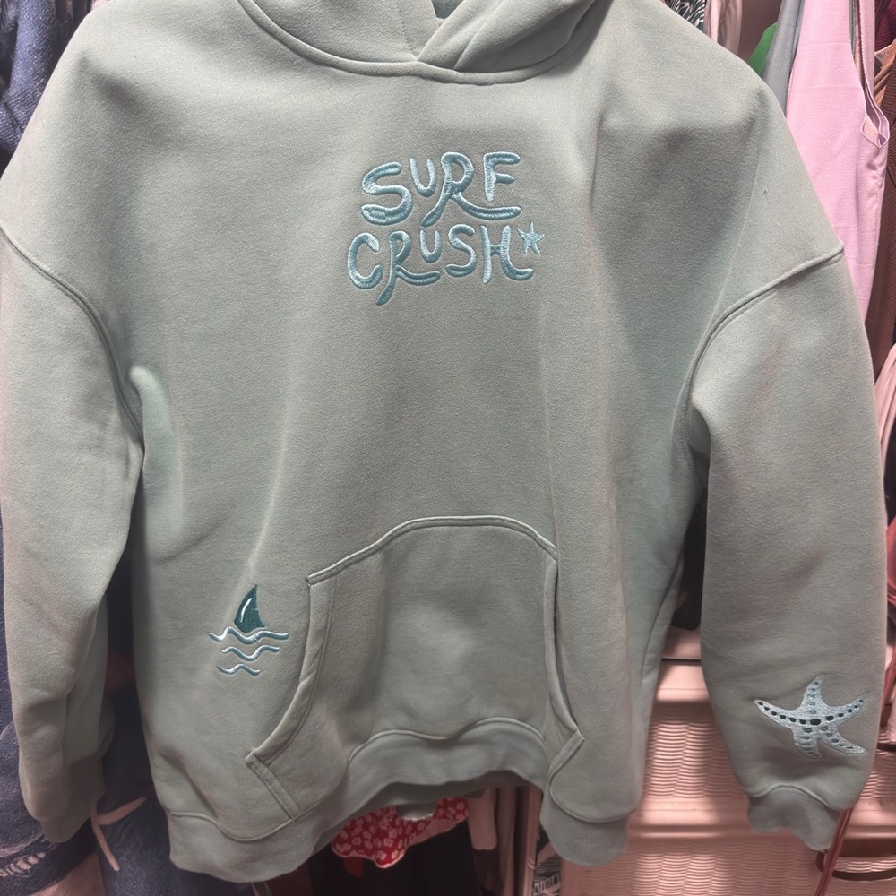 Surf Crush Whale shark hoodie seafoam